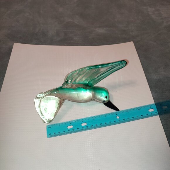 Glass Art Hummingbird Bird Colibri Teal Home Decor Office Vintage - Picture 8 of 11